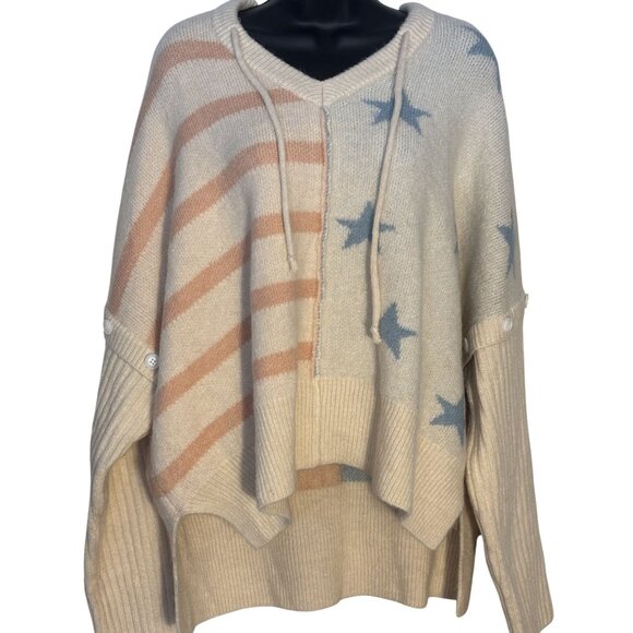 POL Sweaters - POL Bohemian Style American Flag-Inspired Pullover Hoodie Sweater Size M